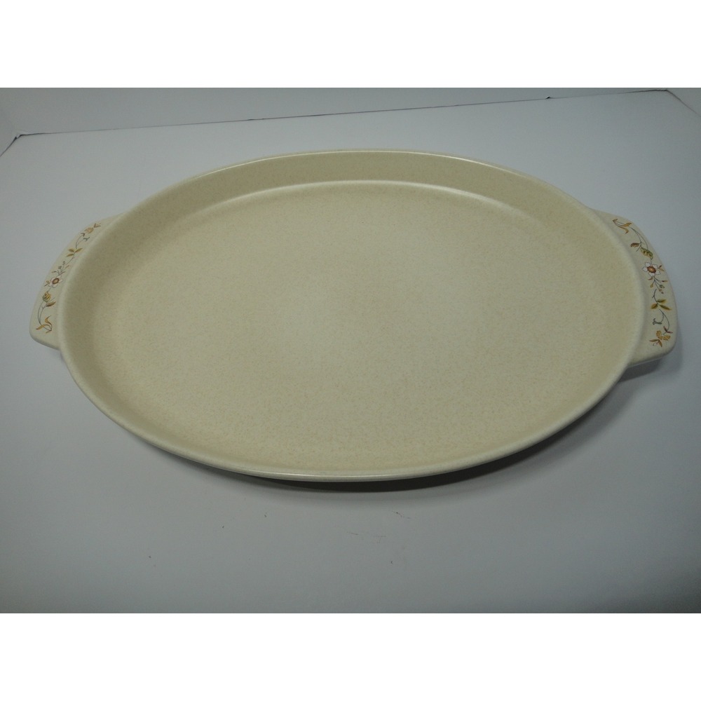Lenox Temper-ware Merriment Oval Serving Platter Floral Speckle Cream 15.25" VTG